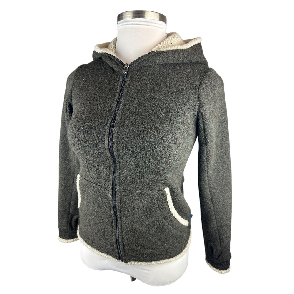 Kuhl Apres Alfpaca Fleece Full Zip Hooded Jacket Sherpa Brown Cozy Warm Size XS - Picture 14 of 16